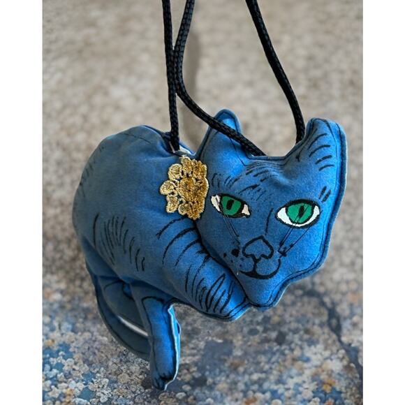 VTG Andy Warhol Blue Cat Pop Art Purse Bag Artsy 80s Retro Hipster Kitty Y2K 00s - Picture 9 of 16